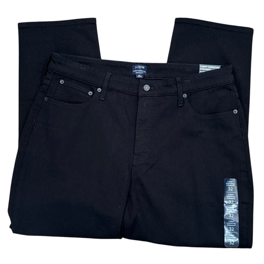 J.Crew Women's 32 Curvy Essential Straight Jeans Black NWT All Day Stretch‎
